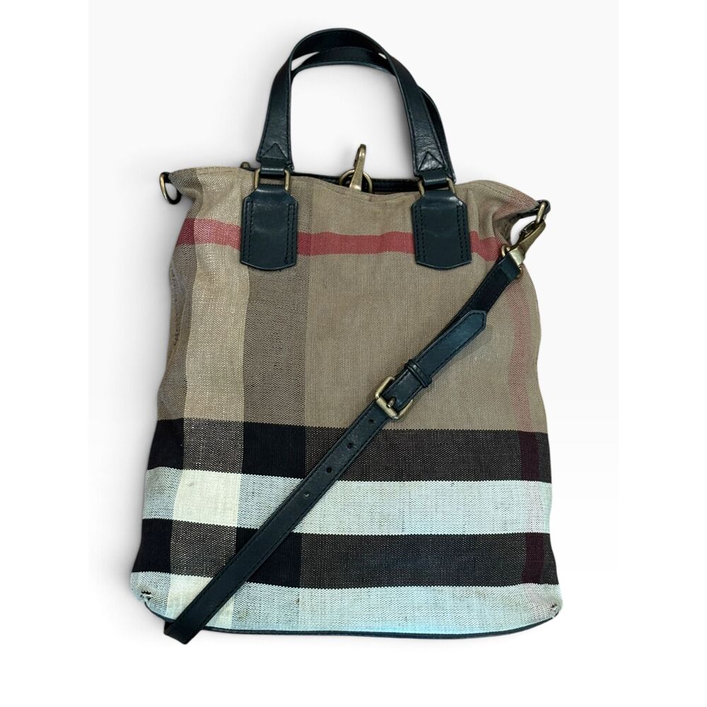 Burberry Ashby Canvas Check Bucket Hobo Bag